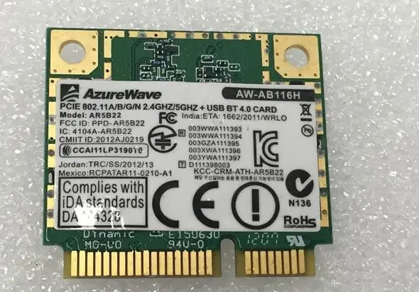AzureWave AW AB116H NB110H AR9462 AR5B22 WB222 Половина мини PCI Express Bluetooth4.0 + 300 Мбит/с WLAN Wi Fi