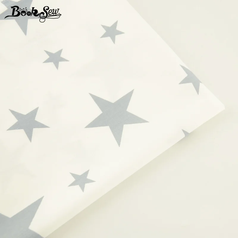 Booksew Home Textile Cotton Twill Fabric Gary Stars Design Soft Sewing Cloth Fat Quarter Tela For Bed Sheet Baby Beding Doll|sewing cloth|fat