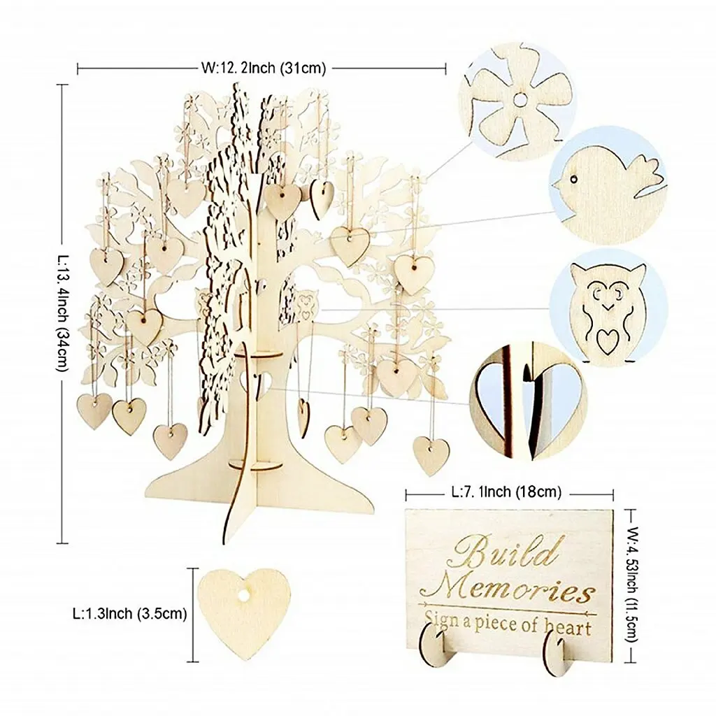 1 я свадьба гость книга с деревянными сердцами визит на дерево подписью