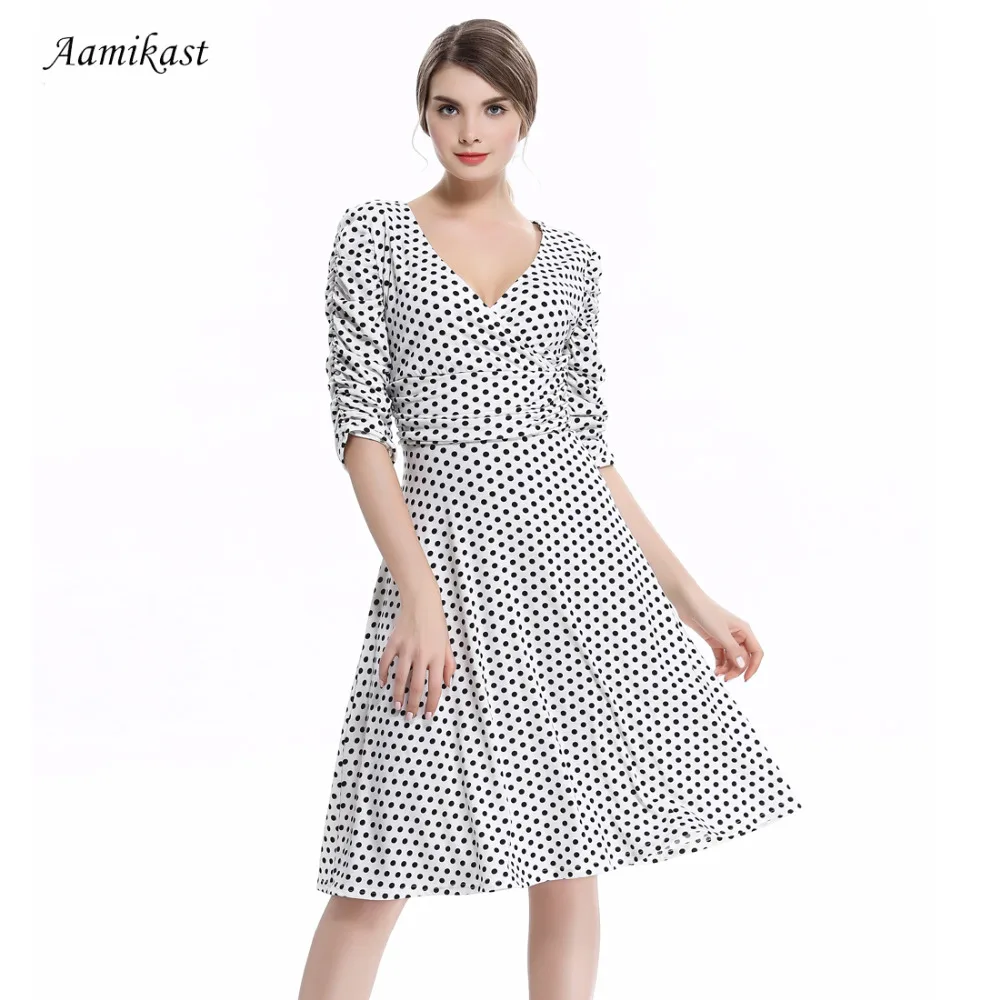 Женское платье в горошек с V образным вырезом и рукавом 2019|sexy women dress|women dressa dress |