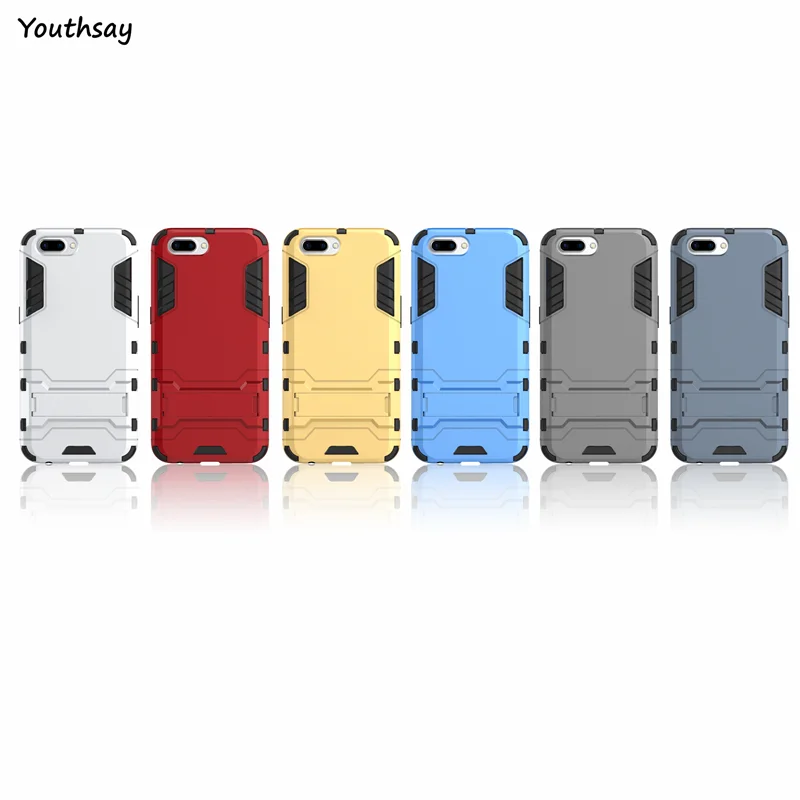 Oppo R10 Case Anti-Knock Robot Phone Stand PE + TPU Cover For Fundas Coque 5.5 inch |