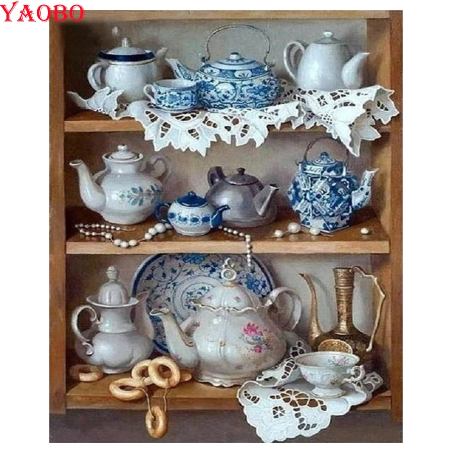 5d Вышивка крестиком Алмазная мозаика чайная чашка со стразами фотографии полная