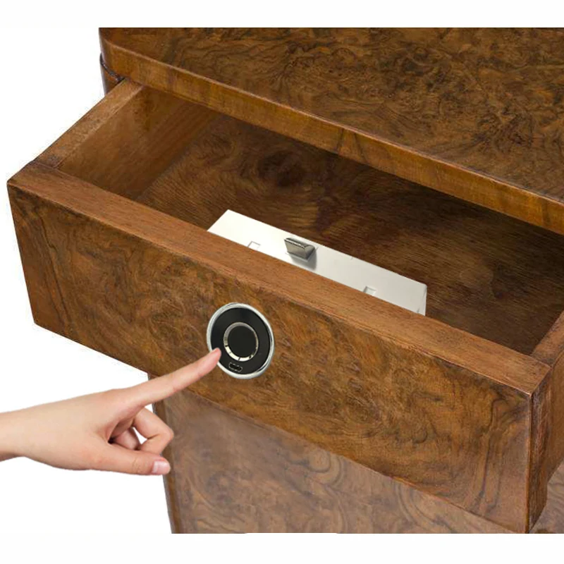 Super Mini Fingerprint Lock for Drawer Cabinet Wardrobe Round Smart Electric Anti Theft Safe Security Door | Обустройство дома