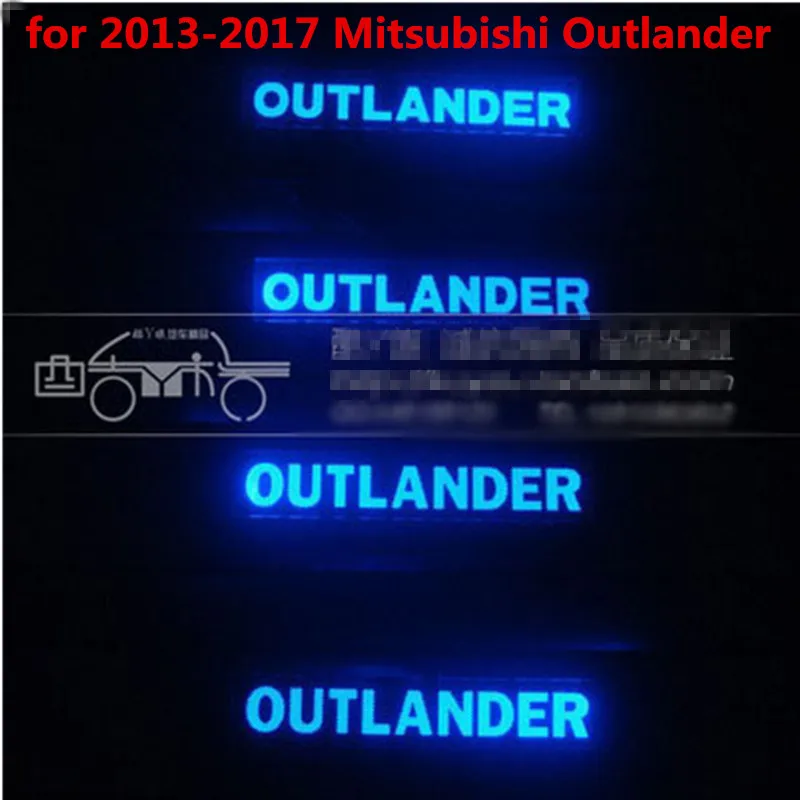Синяя Накладка на порог боковой двери со светодиодами для Mitsubishi Outlander 2013 2018