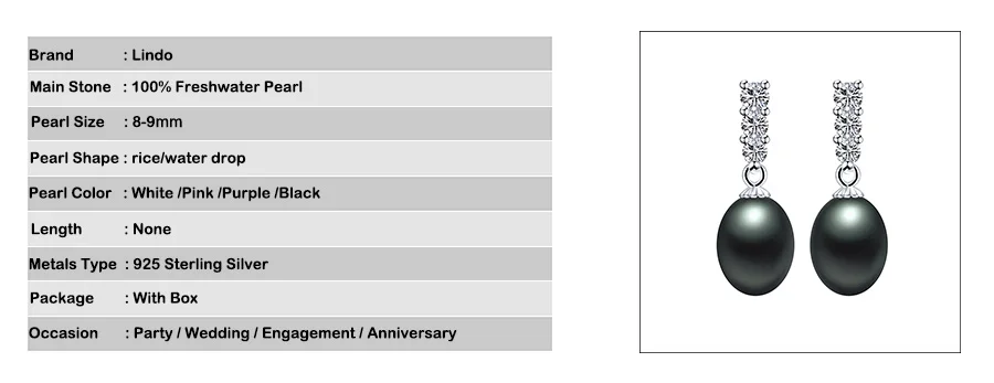 Модная простая Капля воды Серьги для женщин 100% пресноводный жемчуг 8-9 мм белого