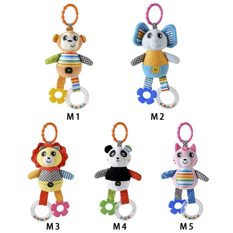 

Kids Soft Cloth PP Cotton Plush Cartoon Animal Shape Rattles Handbells Safety Baby bed bell Hanging Hand Jingle Ring Toys