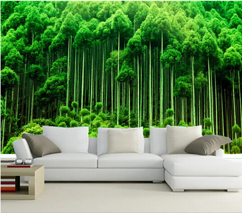 

3D фрески на заказ, свежие зеленые обои из дерева, 3d стереоскопические обои для гостиной, телевизора, спальни