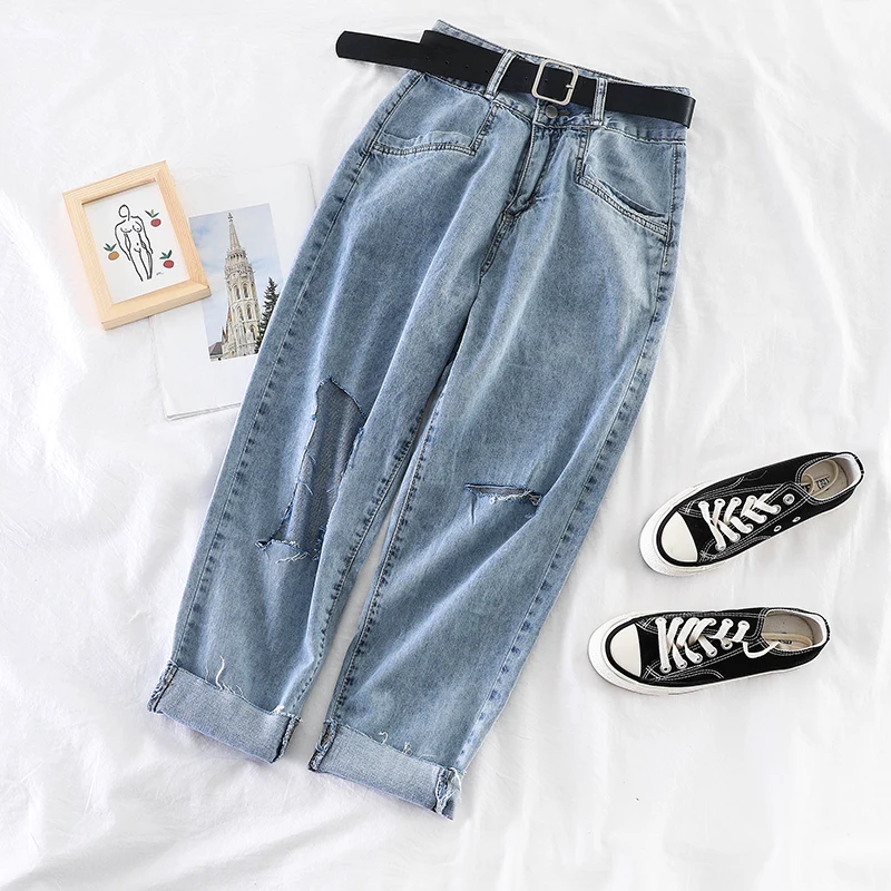 2019 новые модные женские джинсы ретро с высокой талией брюки J388 |
