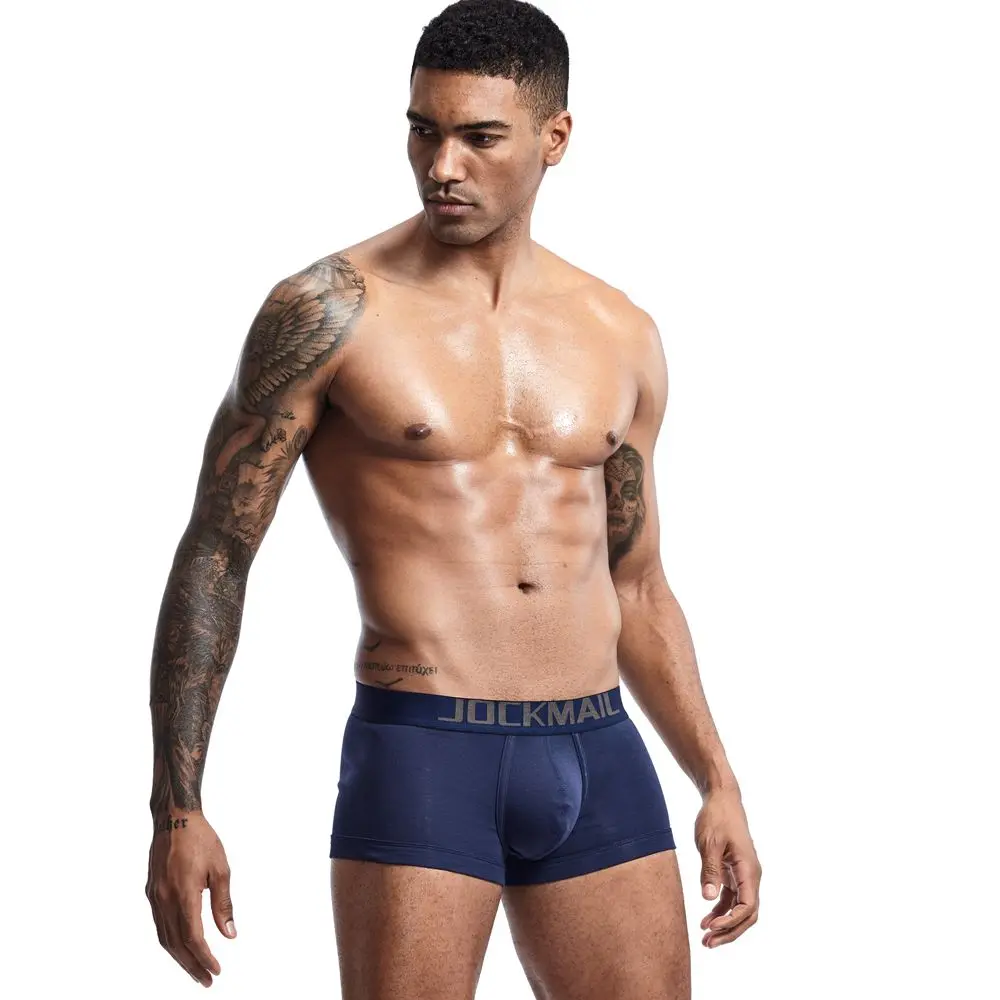 JOCKMAI, мужское нижнее белье, хлопковые боксеры, 4 цвета, мужские шорты, мягкие, удобные трусики, Слип, одноцветные, мужские боксеры, Сексуальная Домашняя одежда, u-выпуклая