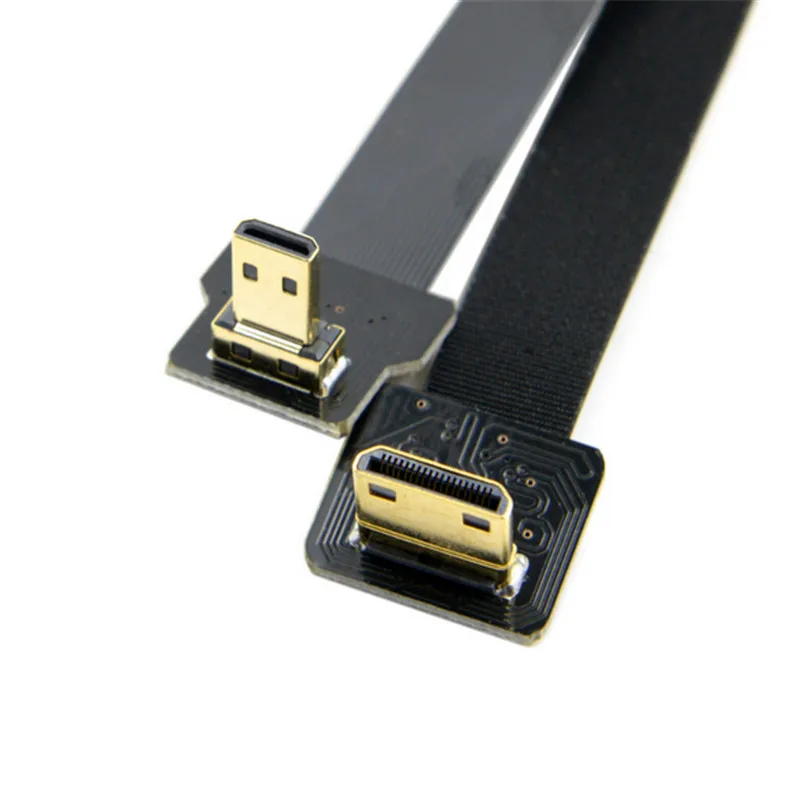 Плоский кабель 90 градусов вниз под углом FPV Micro HDMI совместимый штекер к Mini FPC для