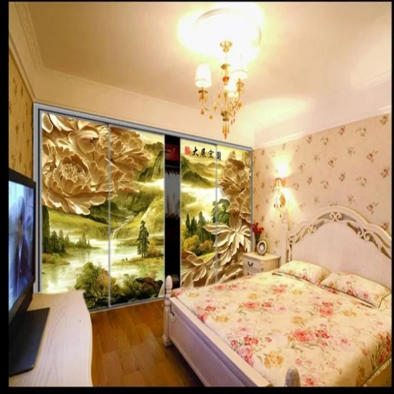 Изящные обои для телевизора с пионами домашняя декоративная картина большие