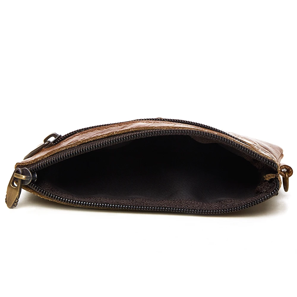 Мужской винтажный кошелек из натуральной кожи на молнии для монет в стиле ретро