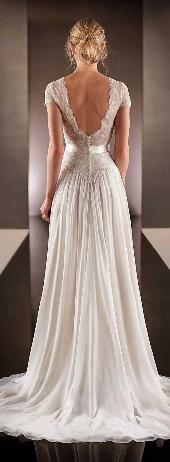Vestido De Noiva сексуальный v-образный вырез с открытой спиной халат de mariée шифоновое свадебное платье длиной до пола с коротким шлейфом винтажные платья подружки невесты