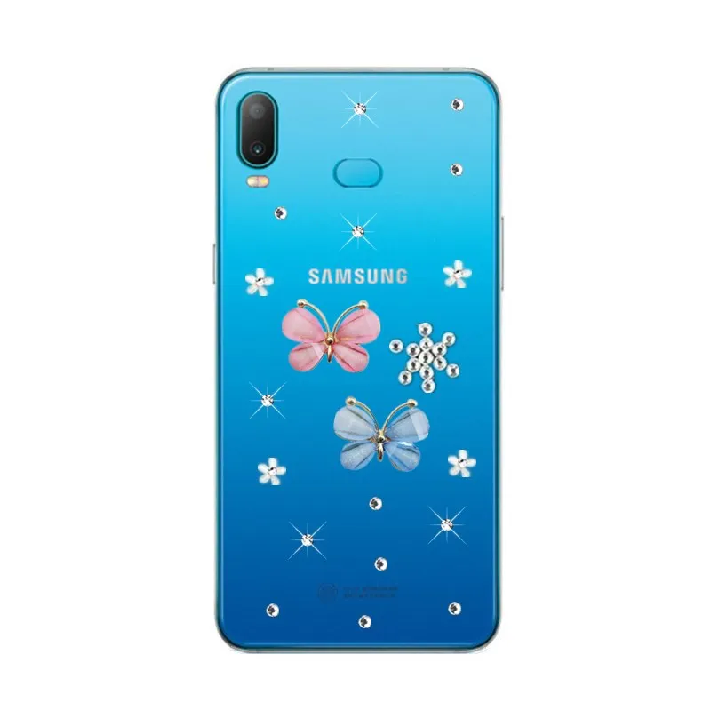 Для Samsung Galaxy A6S чехол SM-G6200 бабочка любовь алмаз прозрачная задняя крышка