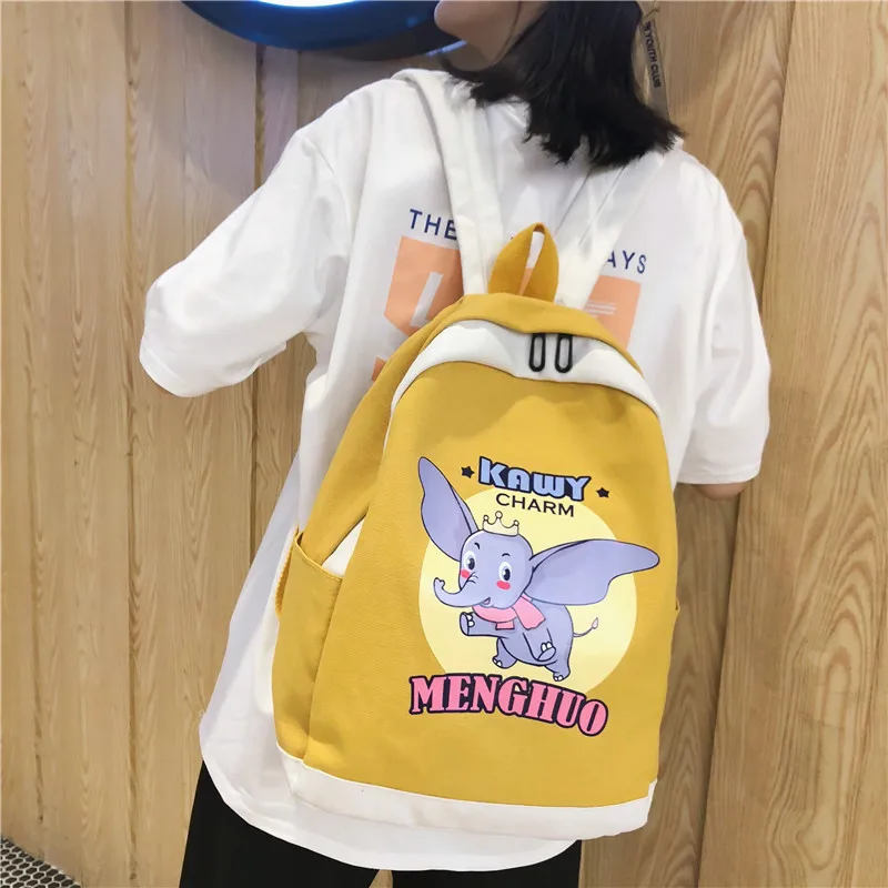 Женский холщовый рюкзак Menghuo Elephant школьная сумка в стиле преппи для