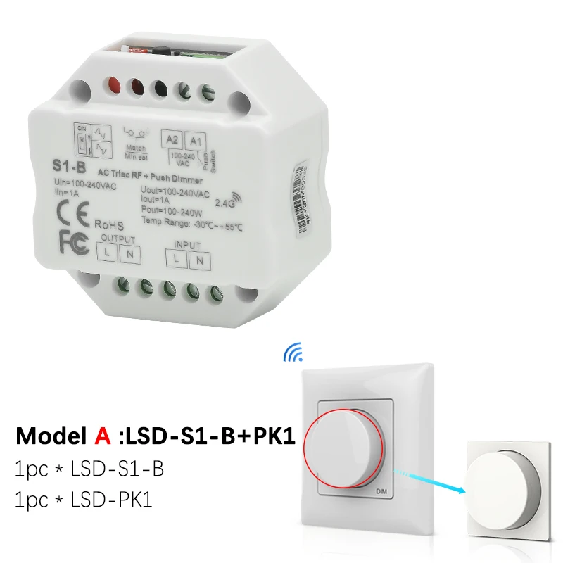 Симистор светодиодный диммер AC 220V 230V 110V Беспроводной RF пульт дистанционного управления с регулируемой яркостью ручка Wifi умный светильник Диммер для светодиодный лампы - Цвет: Model A