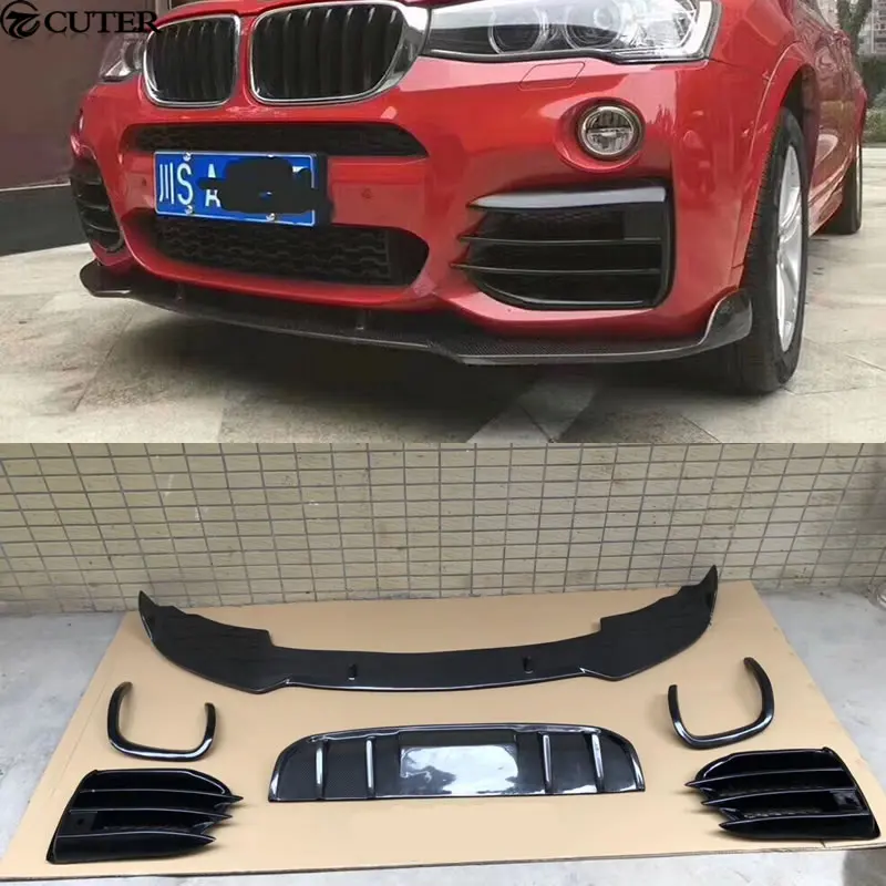 Автомобильный комплект F26 X4 из углеродного волокна передняя губа задний диффузор