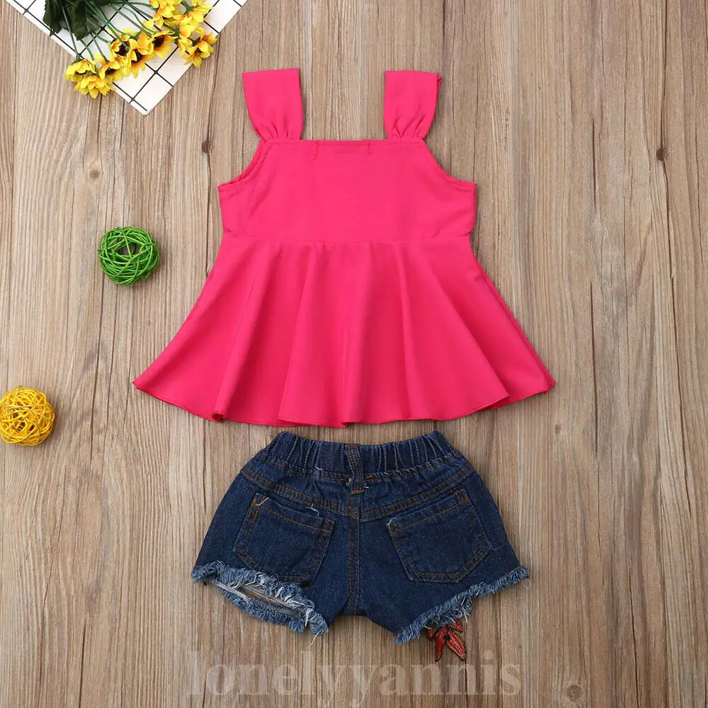 Комплект одежды для новорожденных девочек футболка без рукавов и шорты из