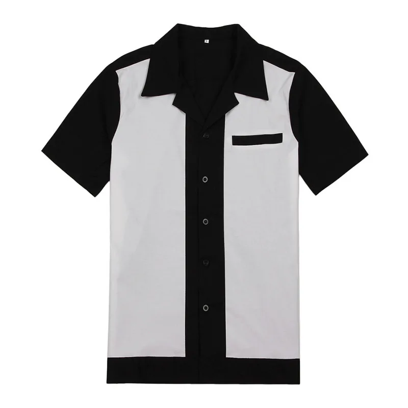 Повседневная мужская одежда, рубашки с коротким рукавом, Camiseta, Ретро стиль, Hombre, боулинг, рубашка на пуговицах, пэчворк, мужские рубашки, обычная посадка