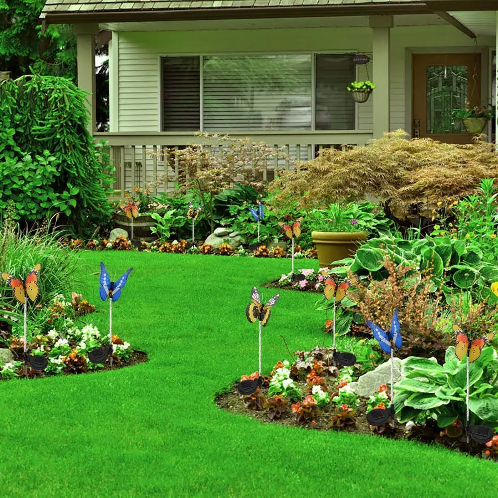 3 шт./лот декоративные садовые светильники с бабочками на солнечных батареях