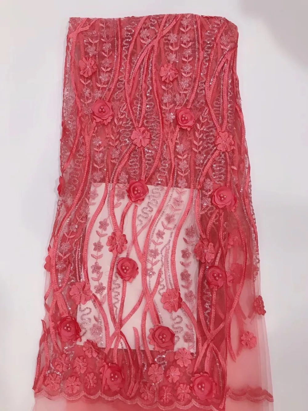 

Lace Fabric 2018 Nigerian Lace Fabric, 3D Flower French Net Lace, High Quality Swiss Lace Fabric ZD27