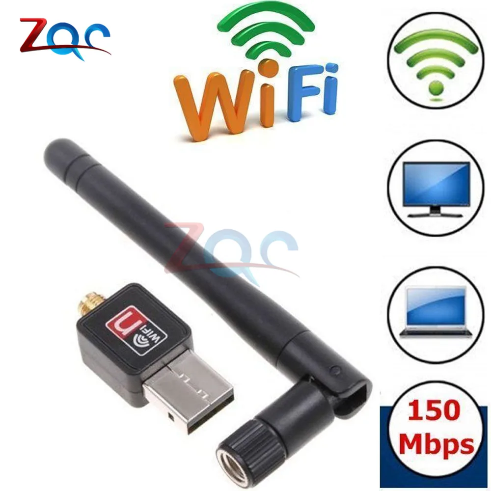 Мини-ПК 150 Мбит/с wifi адаптер 150 м USB WiFi антенна Беспроводная компьютерная Сетевая Карта 802.11n/g/b LAN PC wifi адаптер с антенной