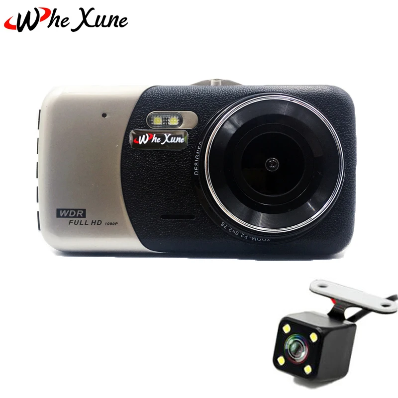 Whexune 2018 Видеорегистраторы для автомобилей Камера Двойной объектив IPS 4.0 &quotFull HD 1080