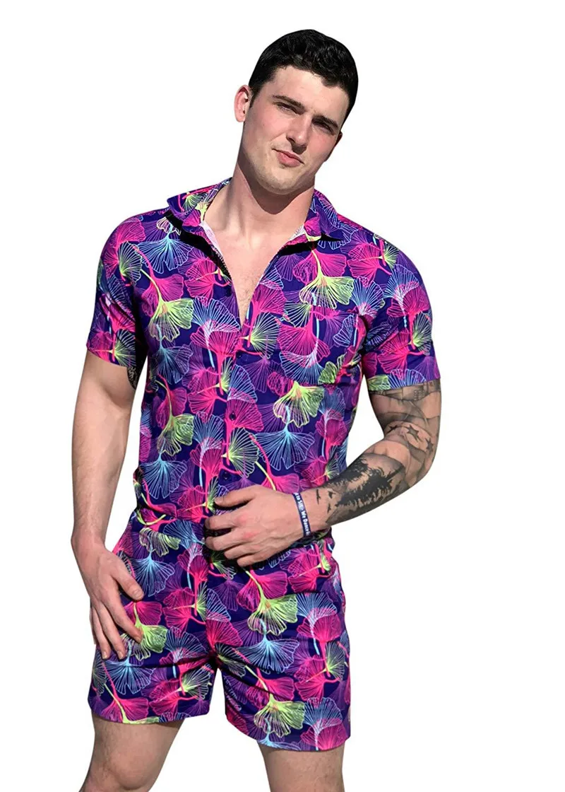 men romper 5 Мужские комбинезоны мужской комбинезон на молнии шорты 3D пиво Цельный с рисунком Slim Fit наряды Бро комбинезоны с коротким рукавом M-3XL - Цвет: men romper 5
