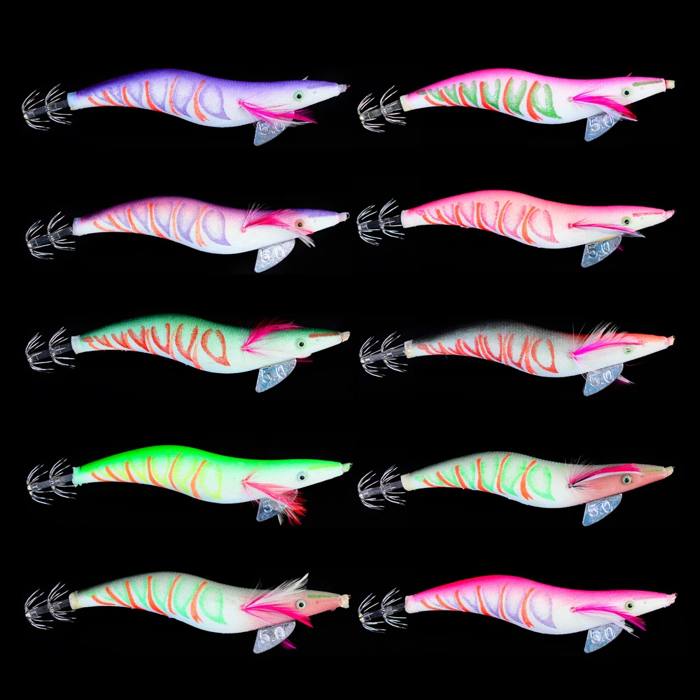 

2018 8pc Fishing Lure Squid Jigs 19cm-7.48"/42.6g-1.5oz Exported to Usa Market Fishing Tackle 10 color Fishing Bait 3.5# Hook
