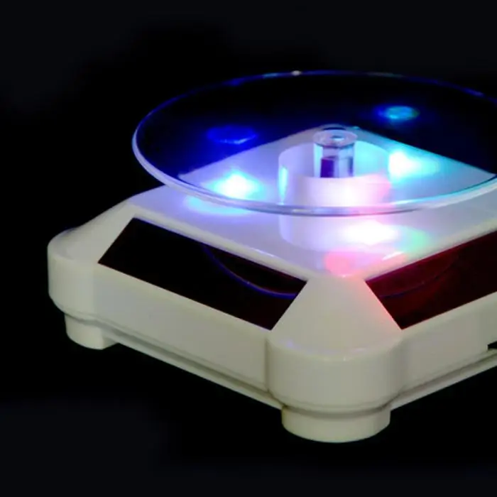 New LED Light Solar Jewelry Display Stand 360 Rotating Showcase Necklace Bracelet Watch Ring Show Turntable MV66