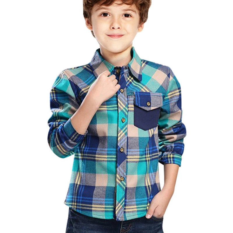 Мальчики Рубашки С Длинными Рукавами Хлопок Повседневная 2016 Осень-Весна плед