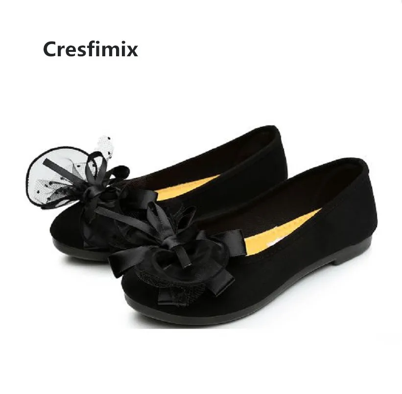 Cresfimix женские милые галстук-бабочка для офиса черного цвета обувь на плоской