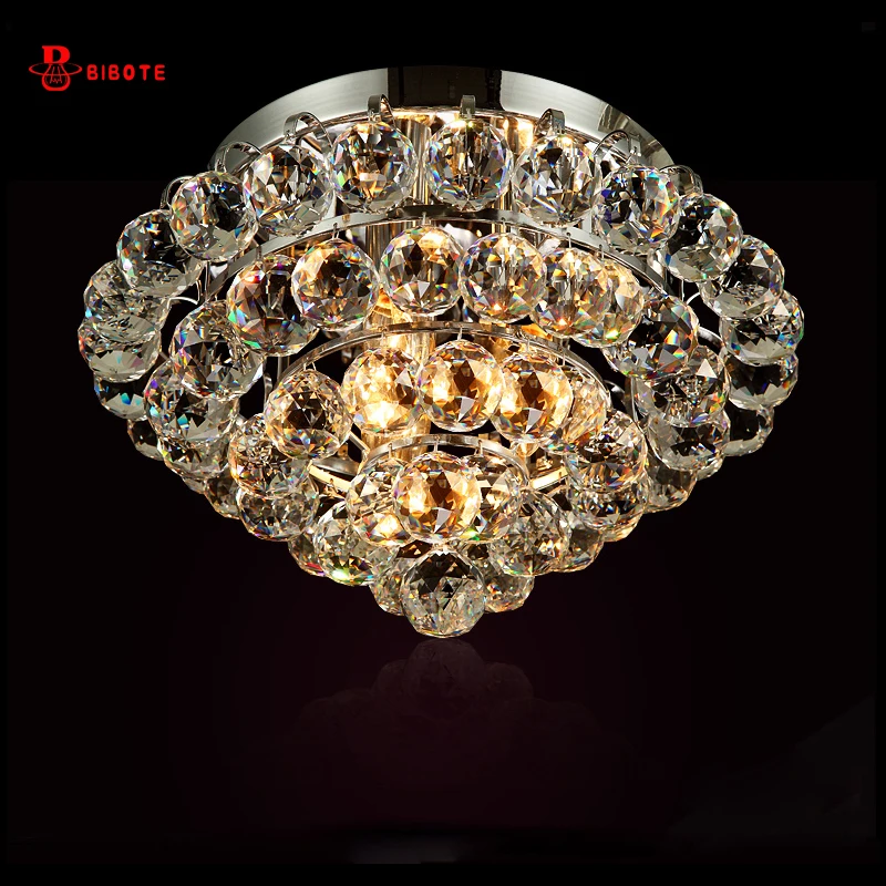 Хромированный круглый хрустальный потолочный светильник для гостиной комнатная