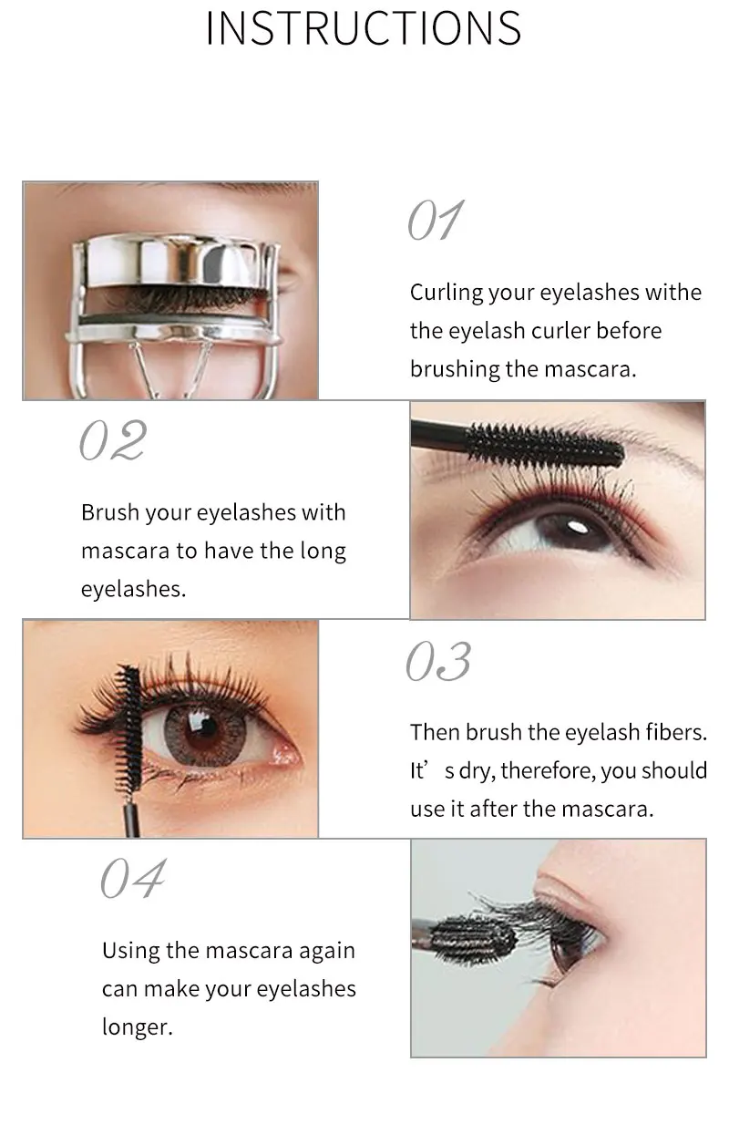 Sevich Eyelash Beauty Makeup set 2 pcs Mascara+ 4D Silk Fiber Waterproof Cosmetic Length Extension Black Eyelash Long Lasting