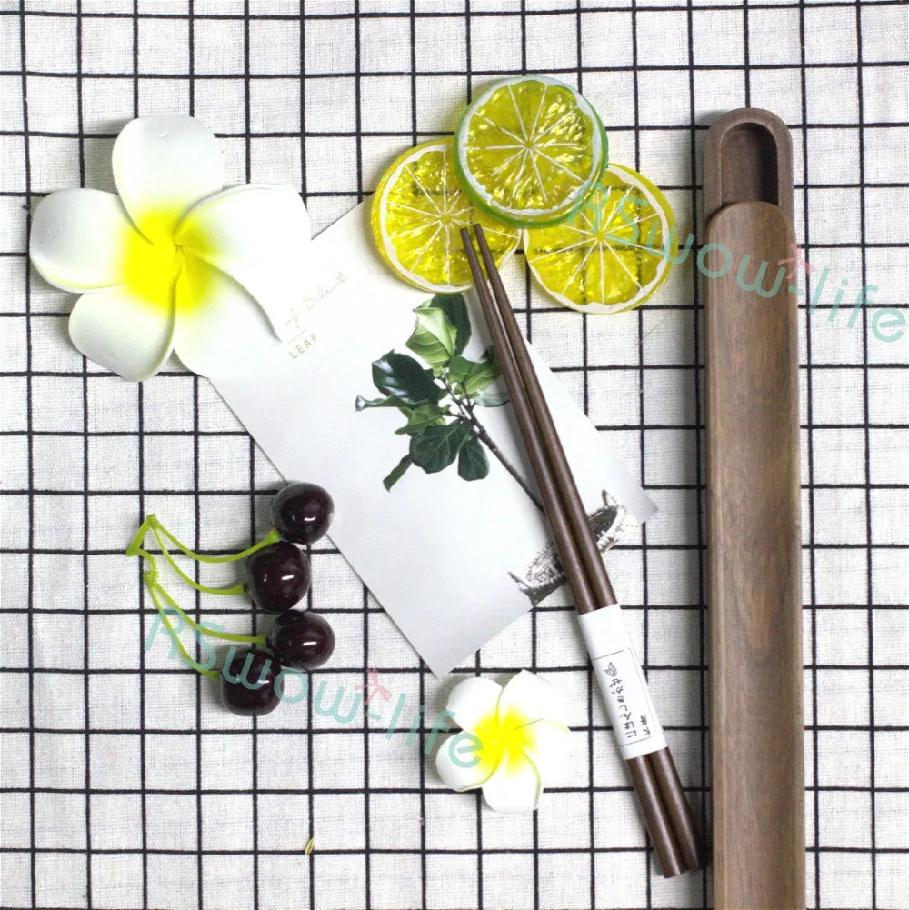 Высококачественный черный орех деревянный набор палочек для еды портативный