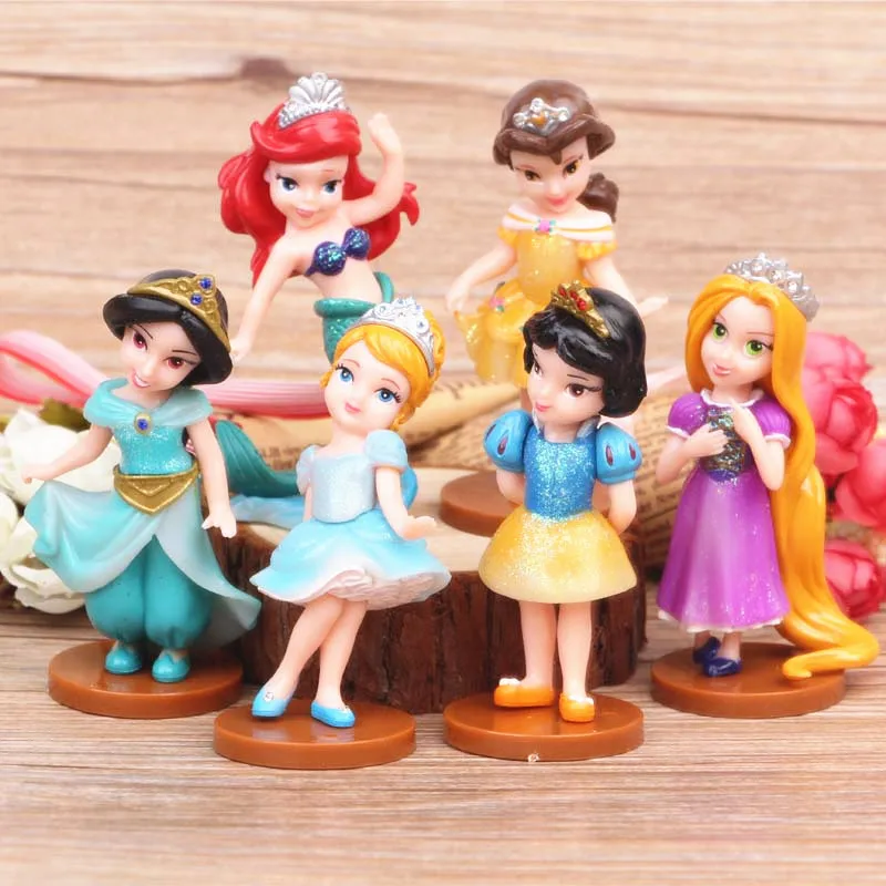 Disney 6pcs/Set Princess Pvc Action Figures Doll Toys Mermaid Cinderella Snow White Decoration Children Gift | Игрушки и хобби
