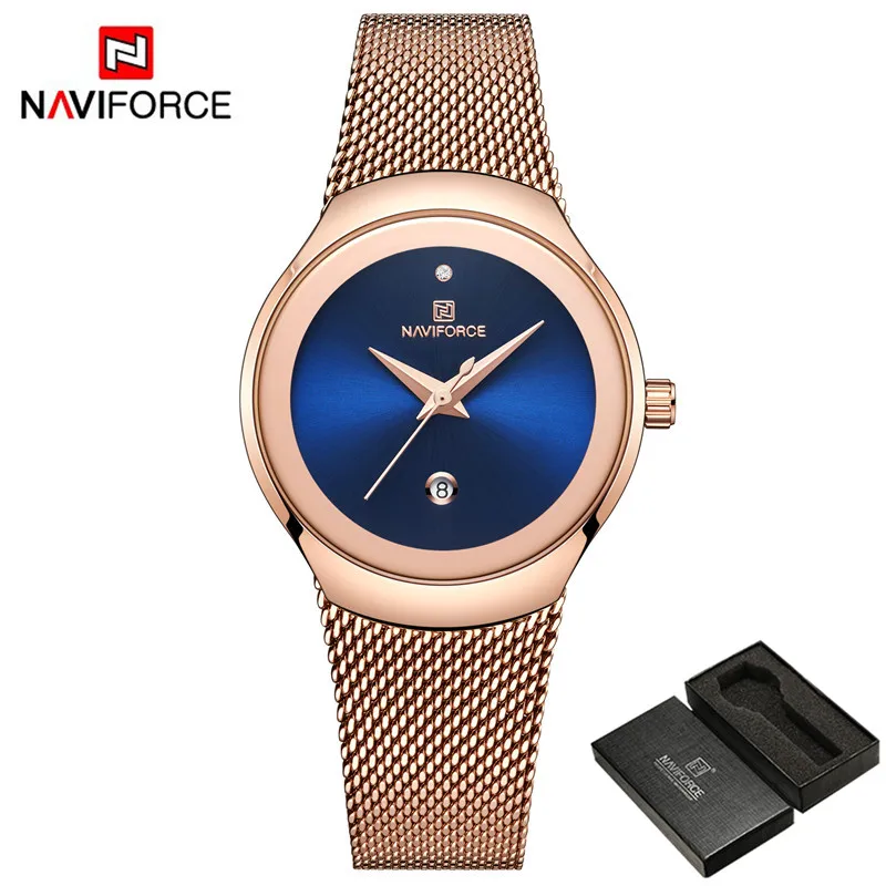 NA500401 with box NAVIFORCE 5004 женские часы Лидирующий бренд Роскошные браслет из нержавеющей стали женские часы Relogio Feminino Модные женские наручные часы - Цвет: NA500401 with box