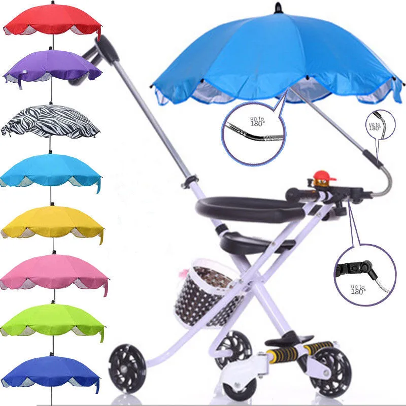 360 Degrees Adjustable Baby Strollers Umbrella Kids Folding Sunshade Parasol Stand Holder Child Pushchair Shade Canopy Cover