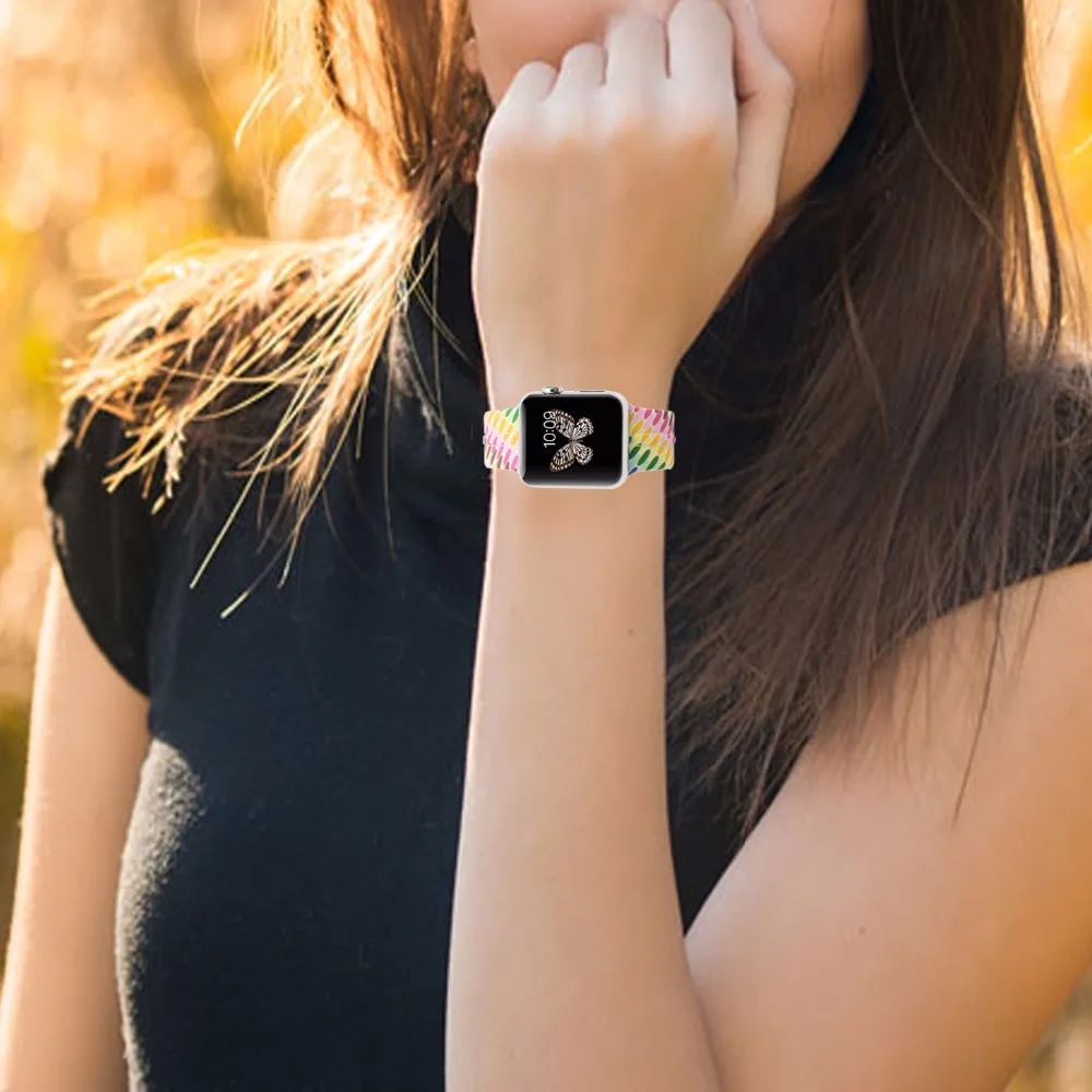 Мягкий силиконовый с цветочным рисунком ремешок для часов Bemorcabo для Apple Watch 4 3 2 1 aple Watch Band 38 мм 42 мм 44 мм браслет