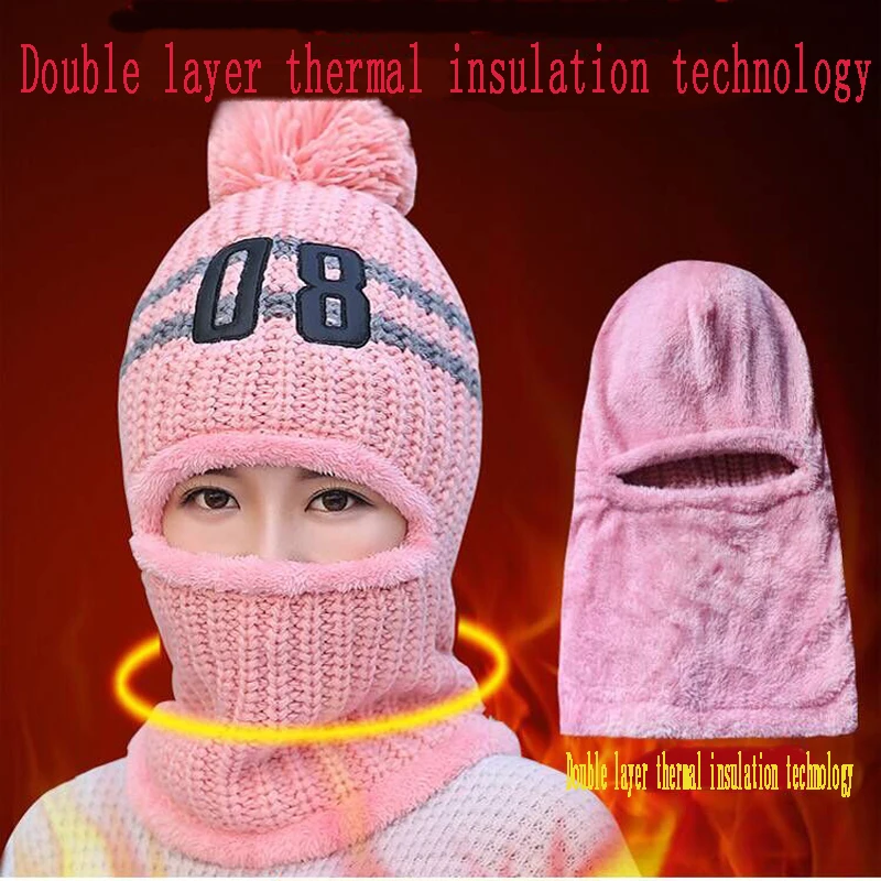 Зимние теплые трикотажные шапки мягкий помпон шапочка и шею шарф Для женщин