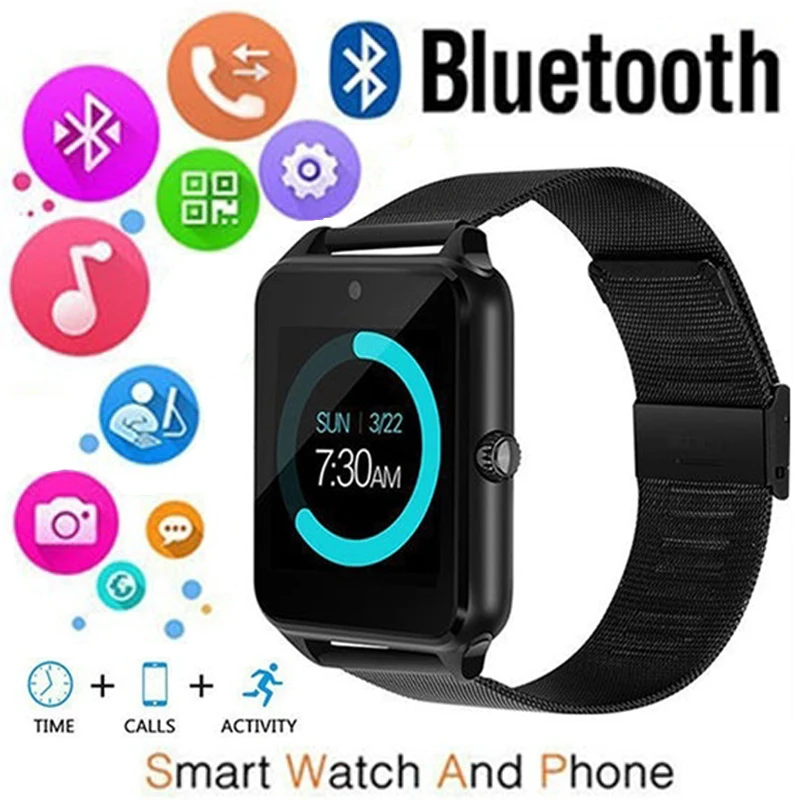 Bluetooth Смарт часы для мужчин телефонный звонок 2G GSM SIM TF карта камера педометр с