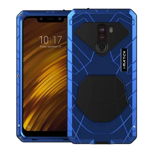 for xiaomi mi pocophone f1 phone case hard aluminum metal tempered glass screen protector cover heavy duty protection silicon free global shipping