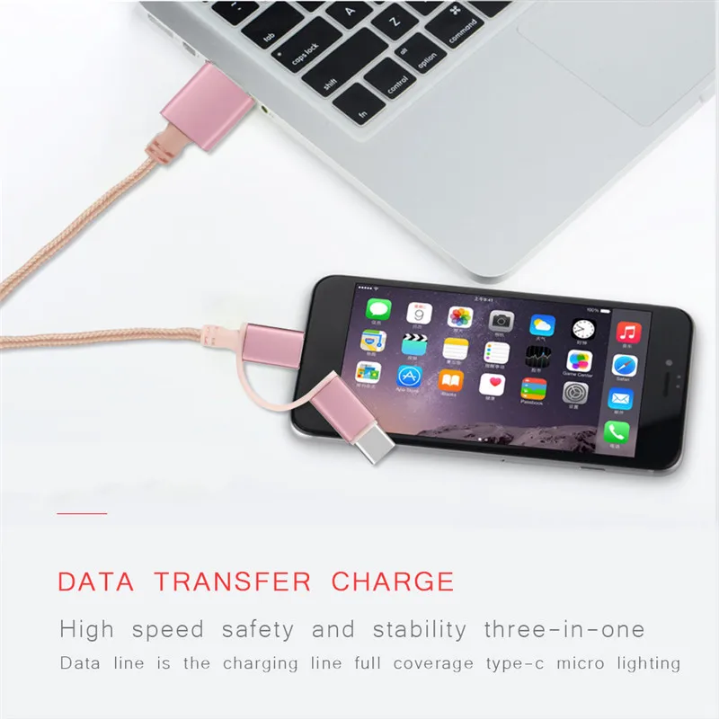 5 шт./лот 3 В 1 Для Iphone 7 Кабель + Micro Usb Тип C кабель Синхронизации Данных Быстрой