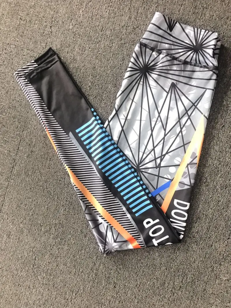 Don't Stop Printed Pants Sports Fitness Leggings Hip High Waist Cycling Running Dance Mountaineering Tennis Legging | Женская одежда