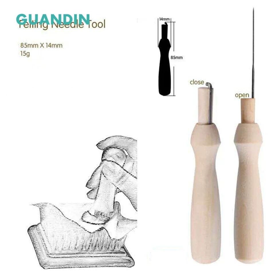 

GUANDIN,Felt DIY Wooden Handle,Practical Felting Needles,Sewing Tools,Stitch Weaving Crochet Pin Wooden Handle Middle Needles