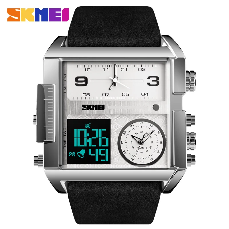 Silver Black SKMEI мужские s часы лучший бренд класса люкс военные Креативные Часы Мужские кварцевые аналоговые цифровые мужские часы Relogio Masculino 1391 - Цвет: Silver Black