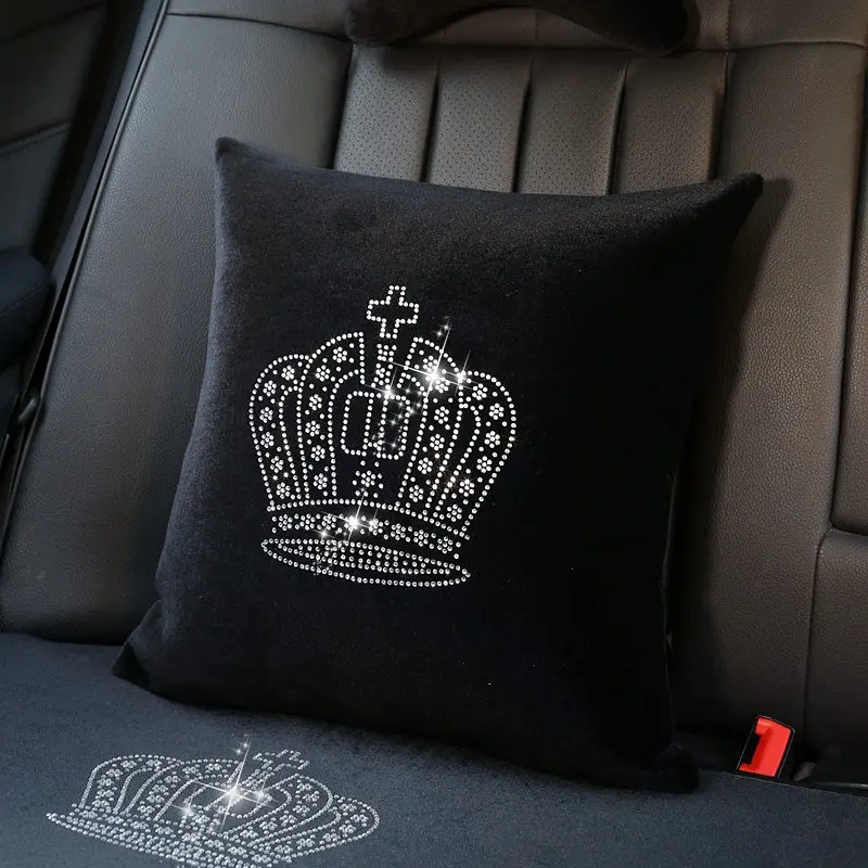 1pc body pillow Плюшевый чехол для автокресла Корона алмаз Авто Интерьерная подушка аксессуары черный Универсальный Размер зимние чехлы для сидений автомобиля Стайлинг - Название цвета: 1pc body pillow