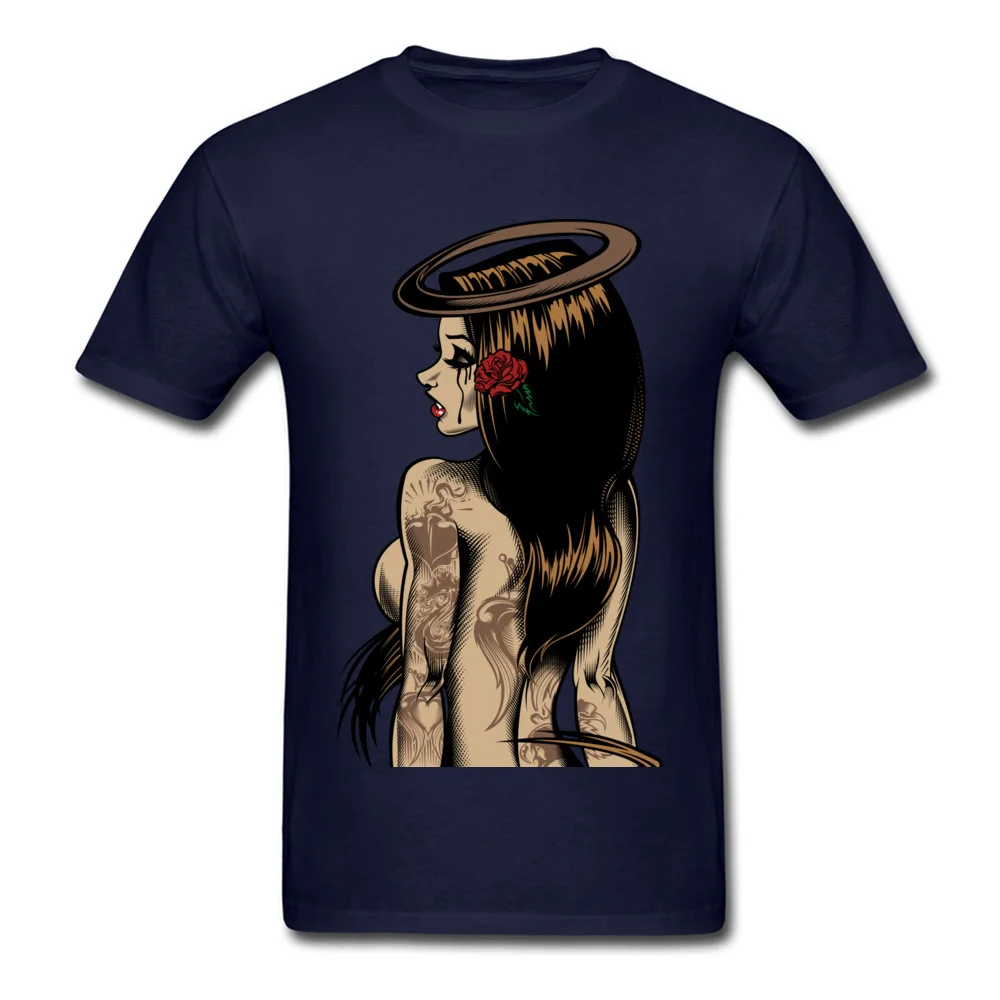 

Sexy Woman Angel T-shirt Men T Shirt Tattoo Tshirts Art Design Vintage Sweatshirts Cotton Customized Adult Tops Slim Fit Tees XS