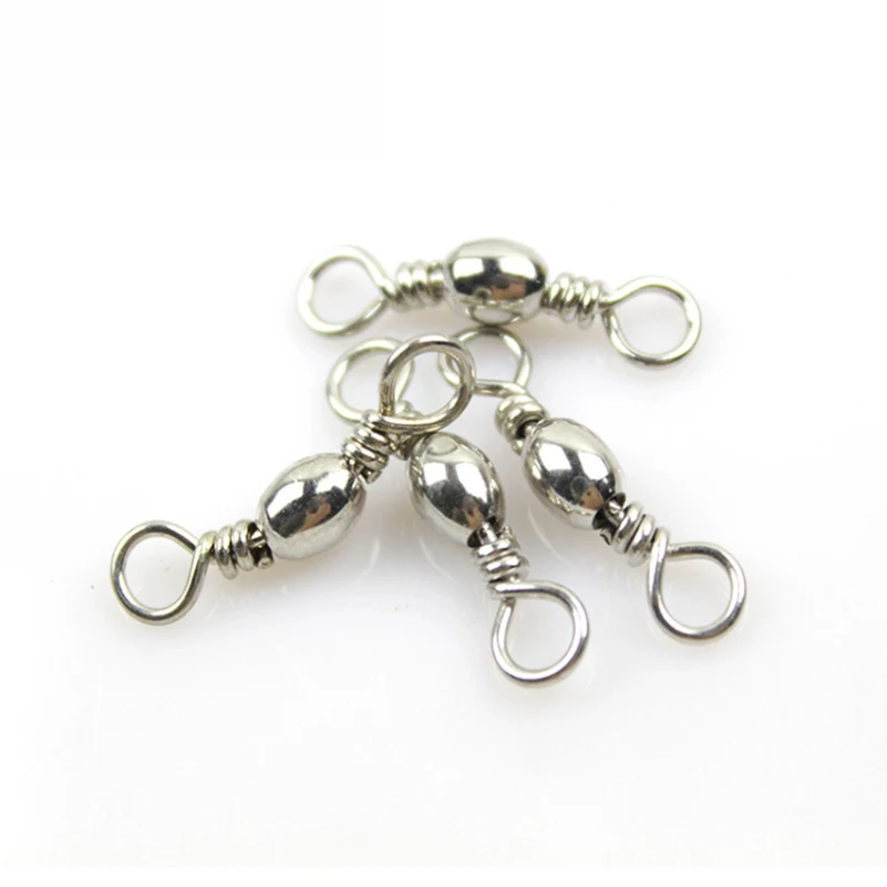 50pcs/box Stainless Steel Fishing Connector Snap Rolling Ocean Ball Swivel Barrel Sea Hooks Lure Carp Fly Boat Fish Tackle Tools