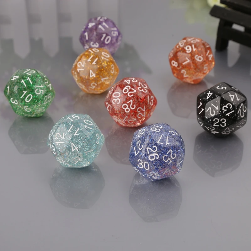2 шт 30 сторонних прозрачных смоляных игральных костей подземелья и дракон D & RPG
